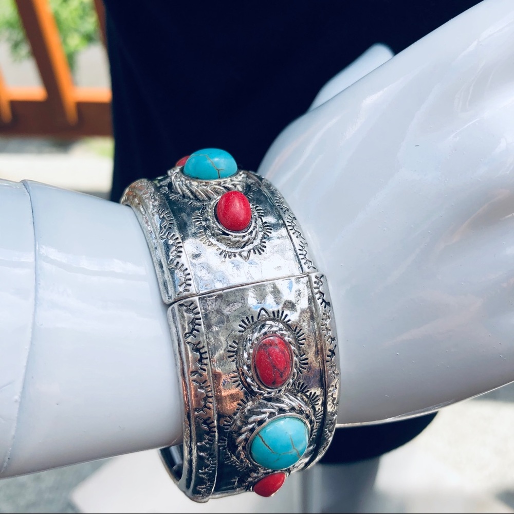 Boho Turquoise Stretch Bangle - Picture 3 of 5